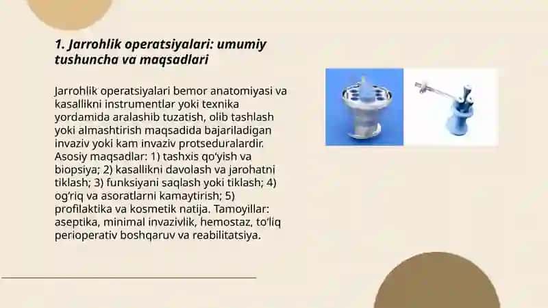 Jarrohlik operatsiyalari haqida tushuncha, turlari. Kam invaziv kardioxirurgiya 3