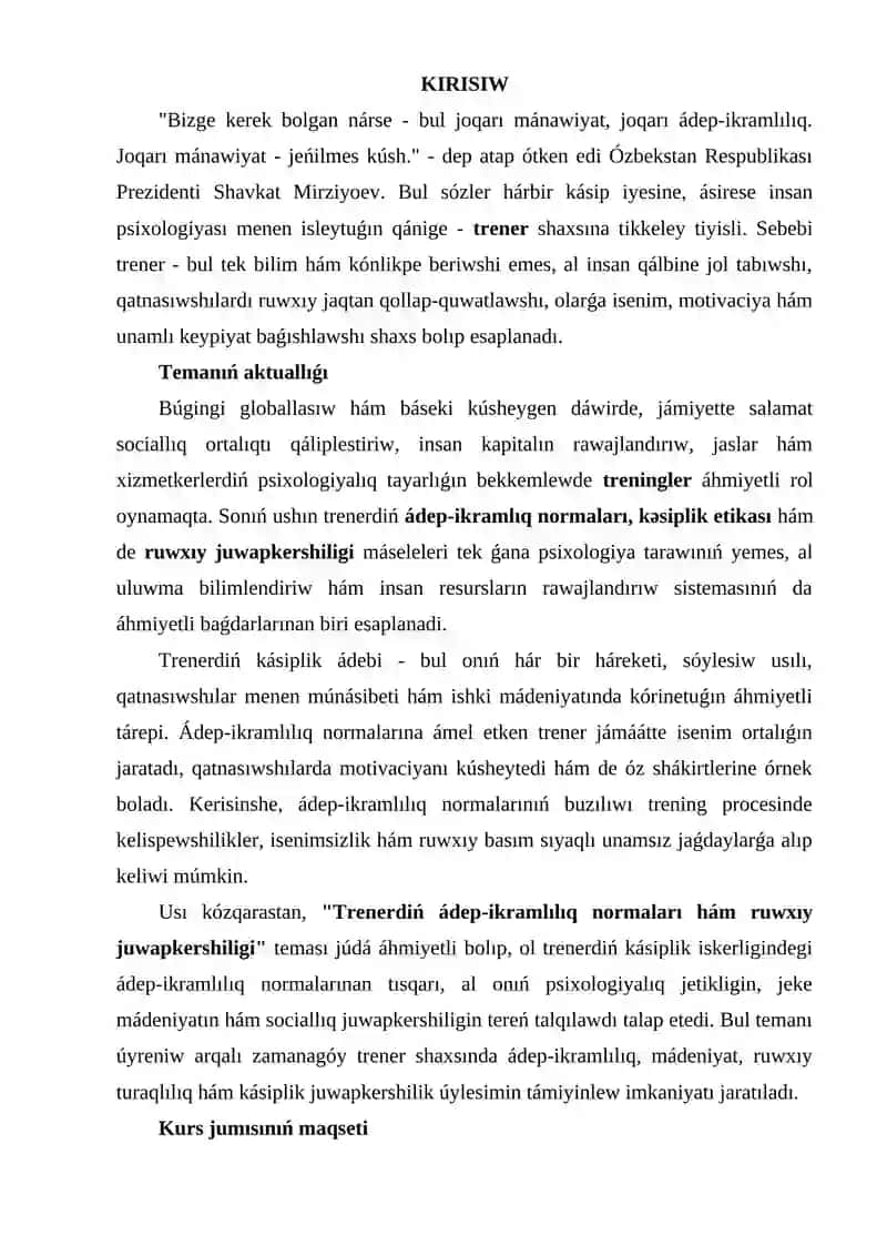 Trenerdiń adep ikramliliq normalari ham ruwxiy juwapkershiligi 3