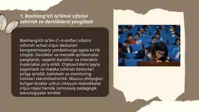 Oʻzbekiston Respublikasida ta'lim sohasida amalga oshirilgan islohotlar 3