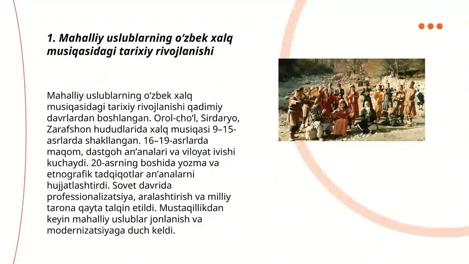 Mahalliy uslublarning o’zbek xalq musiqa ijodida tutgan o’rni 3