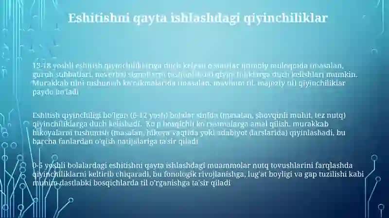Eshitishida nuqsoni boʻlgan bolalarni turli davrlarda eshitish idrokini rivojlanish 3