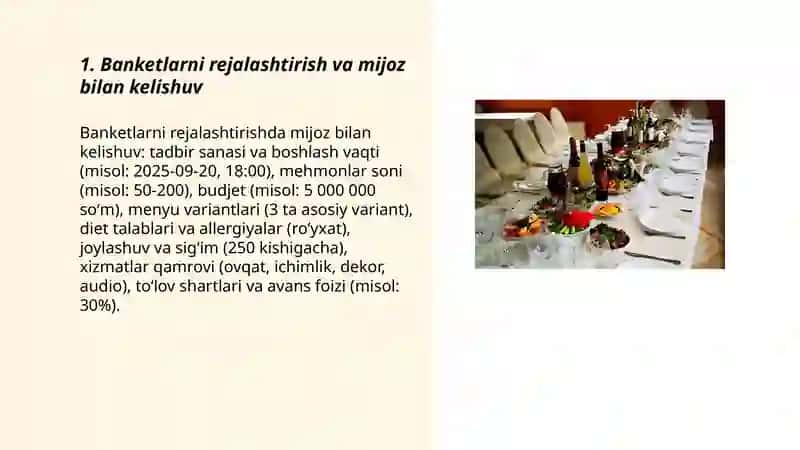 Banketlarda xizmat ko'rsatish 3