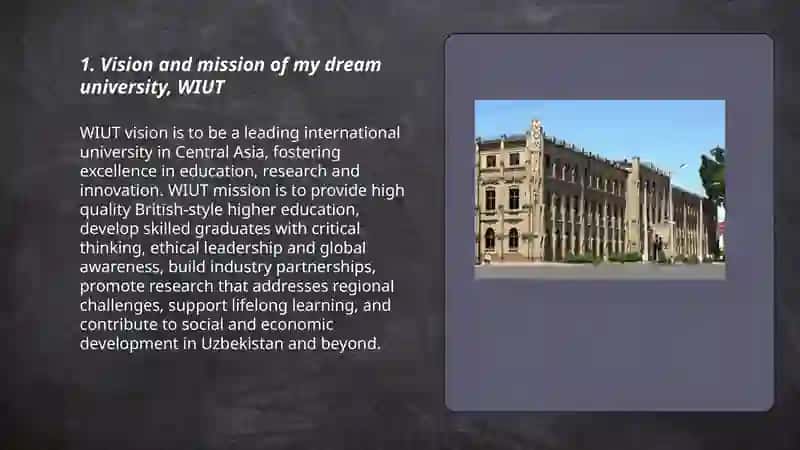 My dream university is WIUT haqida 3
