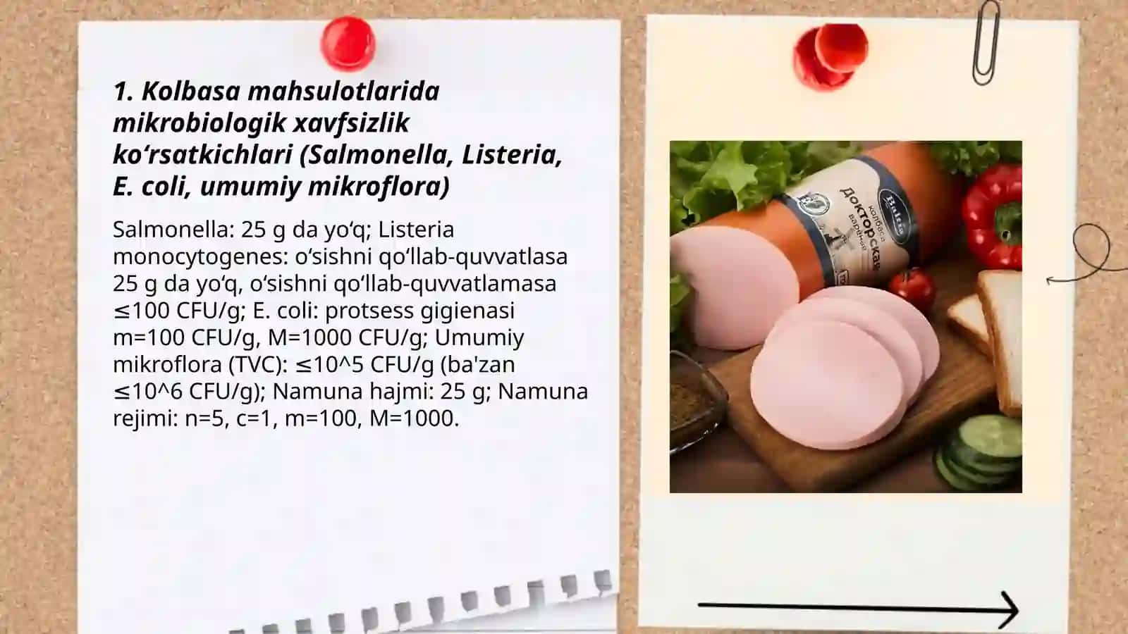 Kolbasa mahsulotlariga tegishli standartlarda xavfsizlik koʻrsatkichlarini aniqlash 3