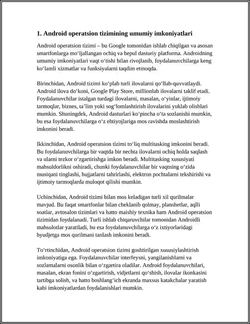 ANDROID OPERATSION TIZIMI IMKONIYATLARI 3