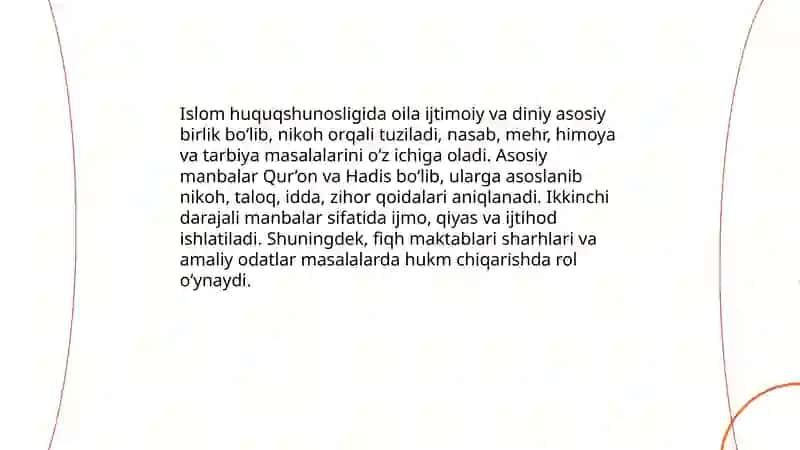 Islom huquqshunosligida oila, nikoh, taloq, idda, zihor tushunchalari 3