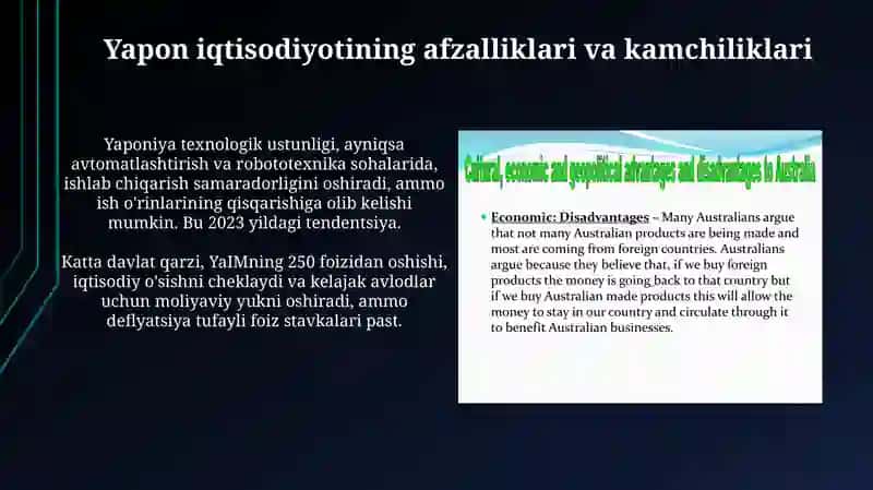 Yapon iqtisodiyotining afzalliklari va kamchiliklari 3