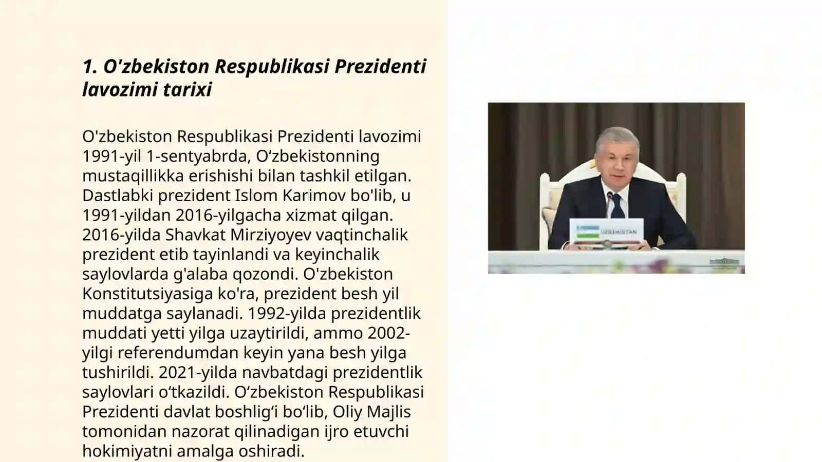 O'zbekiston Respublikasi Prezidenti lavozimi tarixi 3