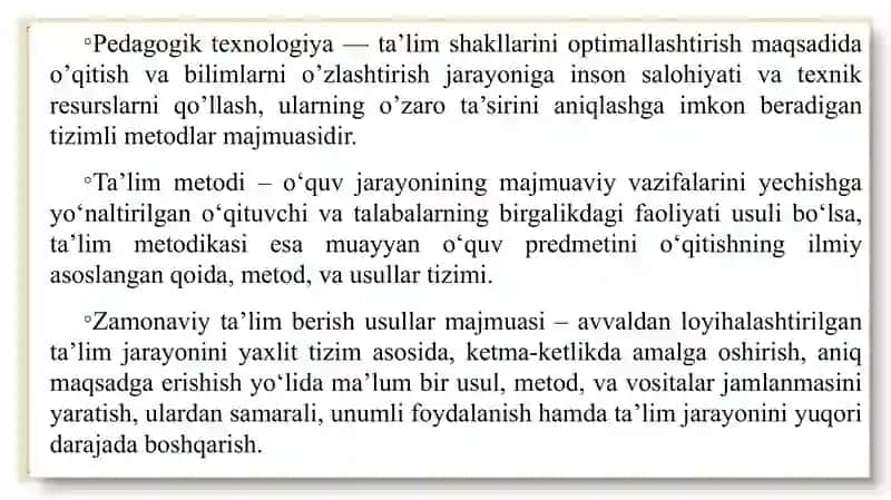 Maxsus fanlarni o'qitish jarayonida pedagogik texnologiyalardan foydalanish. 3