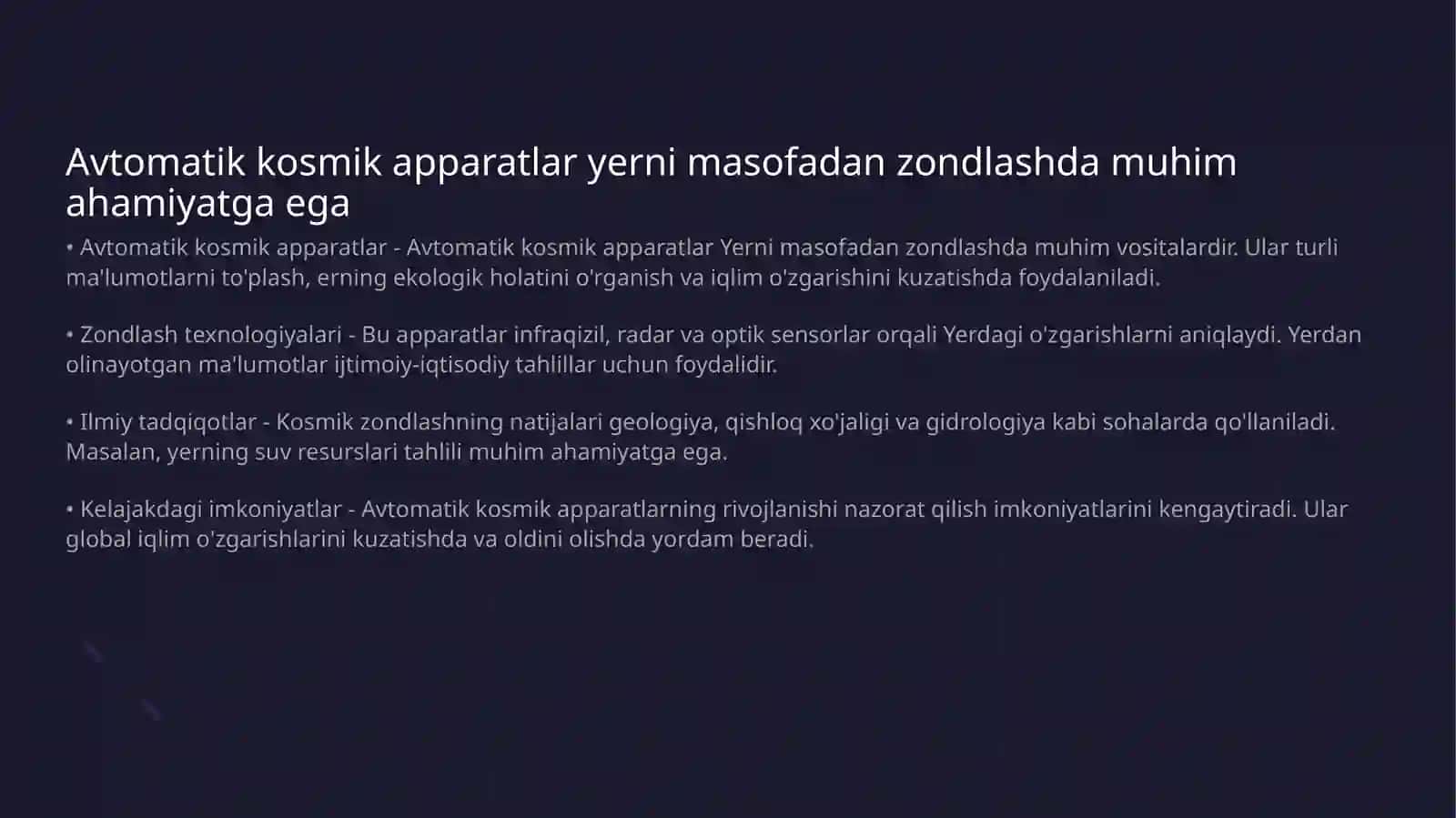 Avtomatik kosmik apparatlar yordamida xalq xo'jaligi maqsadlarida yerni masofadam zondlash 3