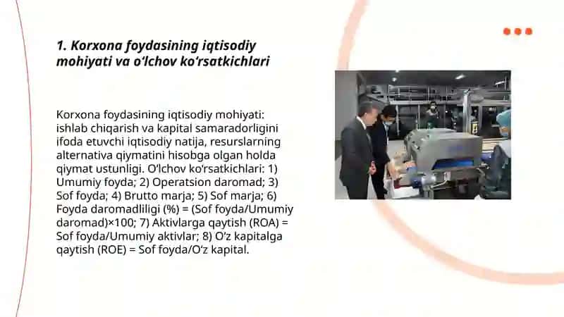 Mamlakatni modernizatsiyalash sharoitida korxona foydasi va uni maksimallashtirish yo’llari 3