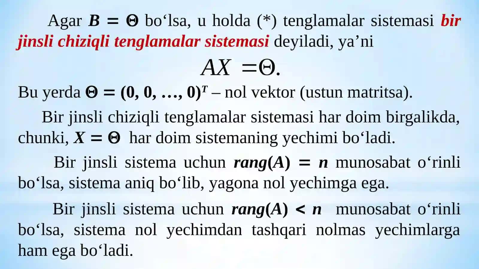 BIR JINSLI CHIZIQLI ALGEBRAIK TENGLAMALAR SISTEMASI 3