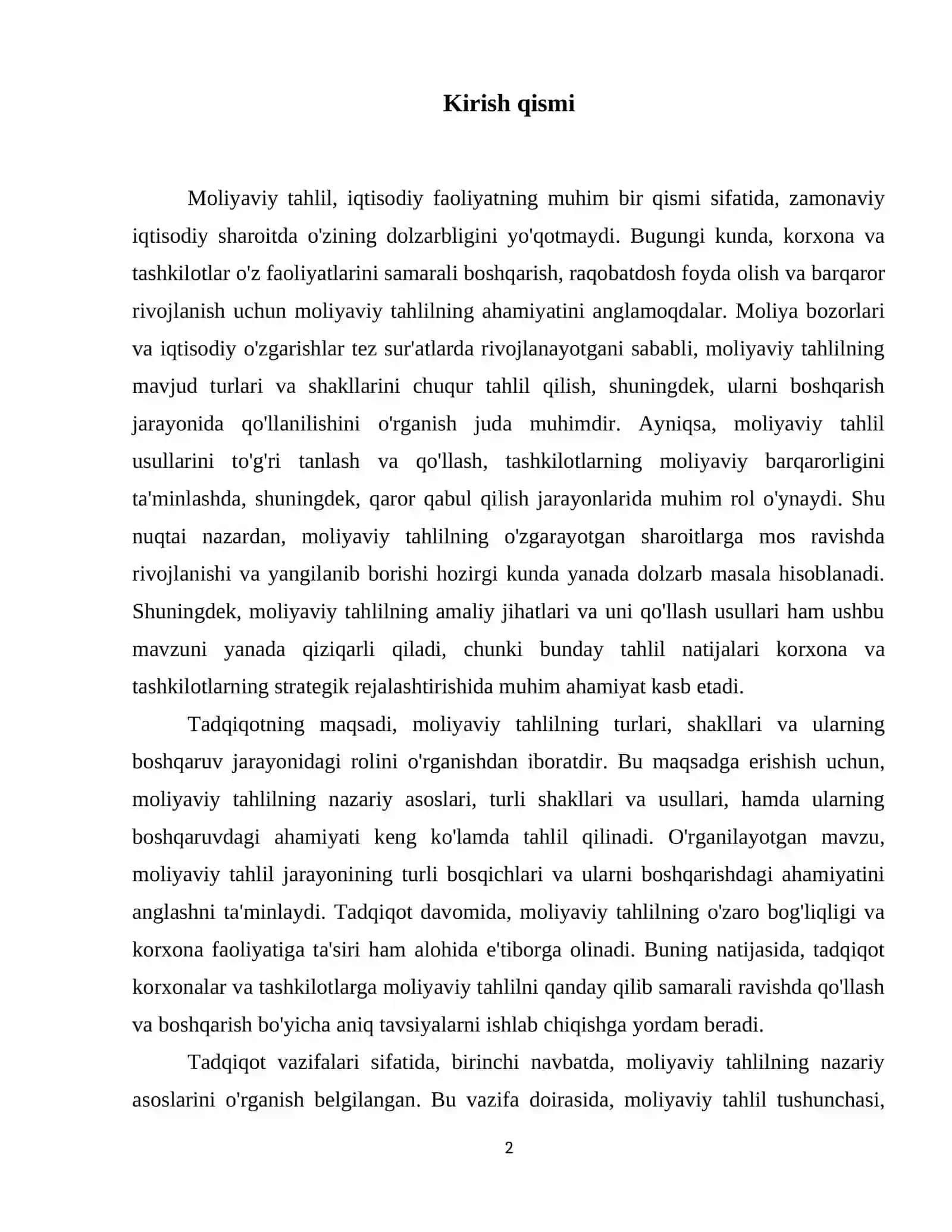 Moliyaviy tahlilning turlari, shakllari va ularni boshqarishdagi roli 3