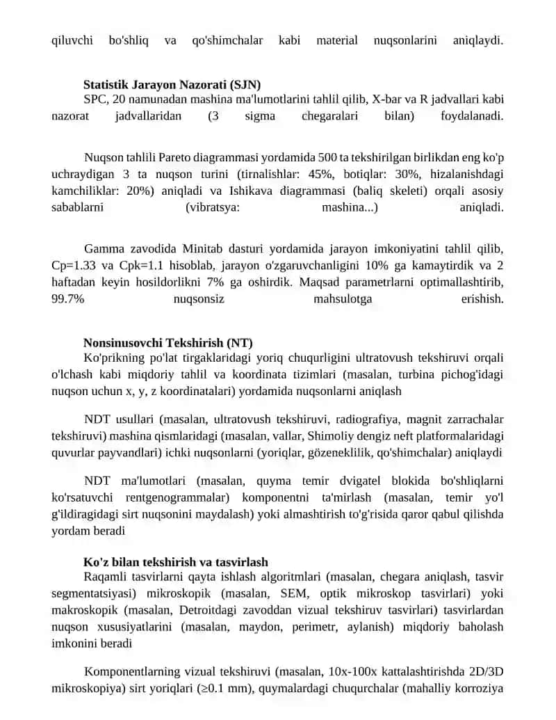 Mashinalardagi nuqsonlar va ularning sodir boʻlish sabablarini oʻrganish 3