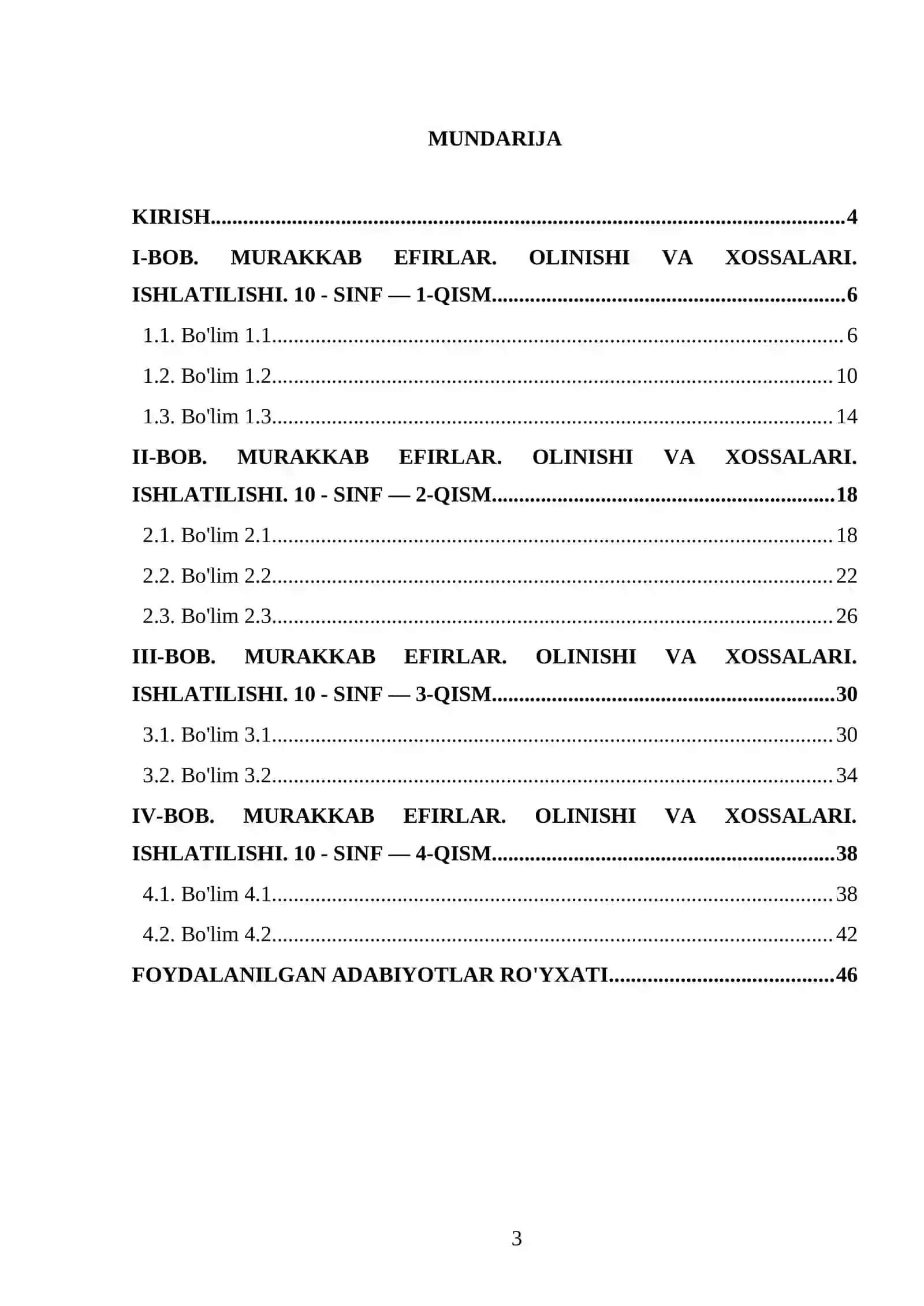 MURAKKAB EFIRLAR. OLINISHI VA XOSSALARI. ISHLATILISHI. 10 - SINF 3