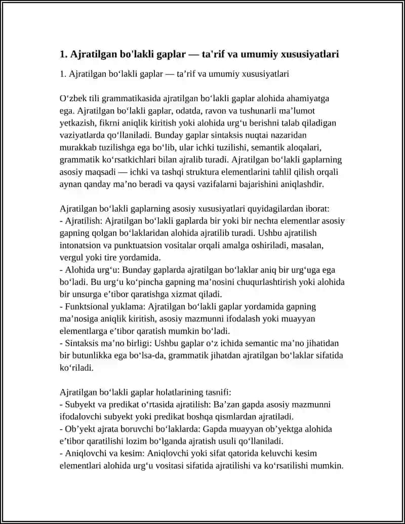 Oʻzbek tilida ajratilgan boʻlakli gaplar 3