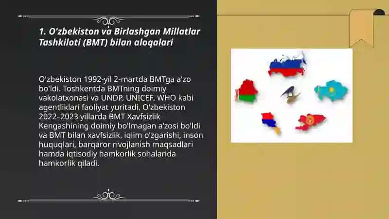 O'zbekistonning Xalqaro Tashkilotlar bilan aloqalari 3