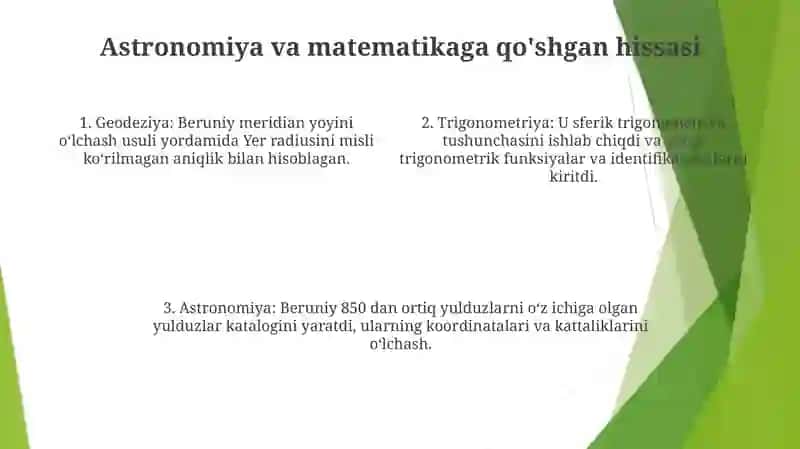 Abu Rayhon Beruniyning Jahon Ilm-Faniga QoʻShgan Hissasi 3