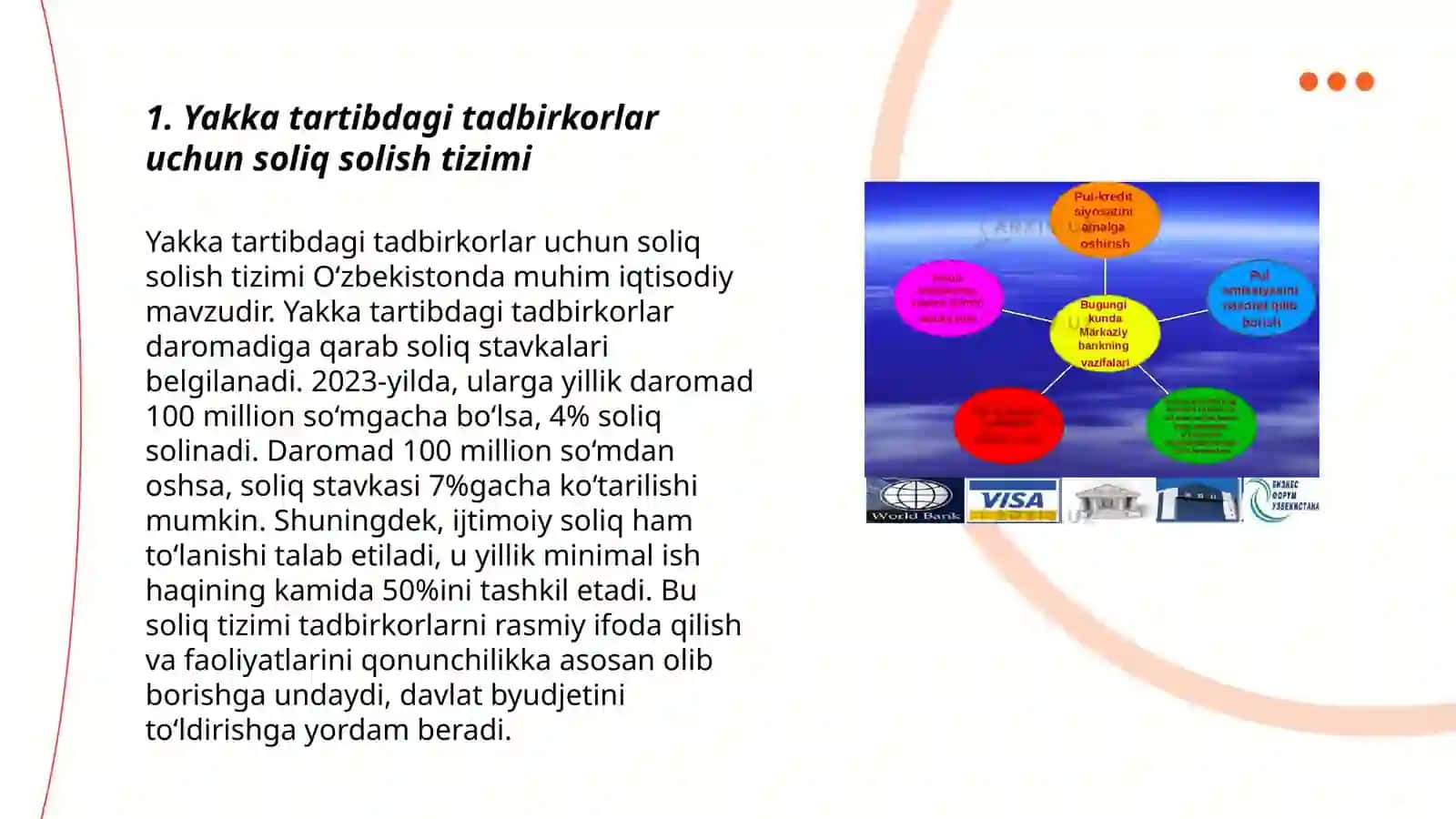 Yakka tartibdagi tadbirkorlarning daromadlariga soliq solishning o‘ziga xos xususiyatlari 3