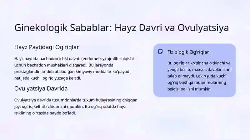 Qorin Og'rig'i: Ginekologik Sabablari 3