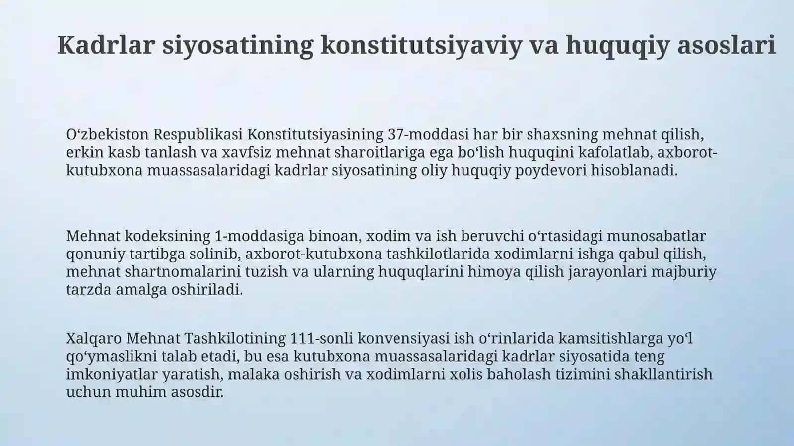 Kutubxona -axborot muassasalarida kadrlar siyosati 3