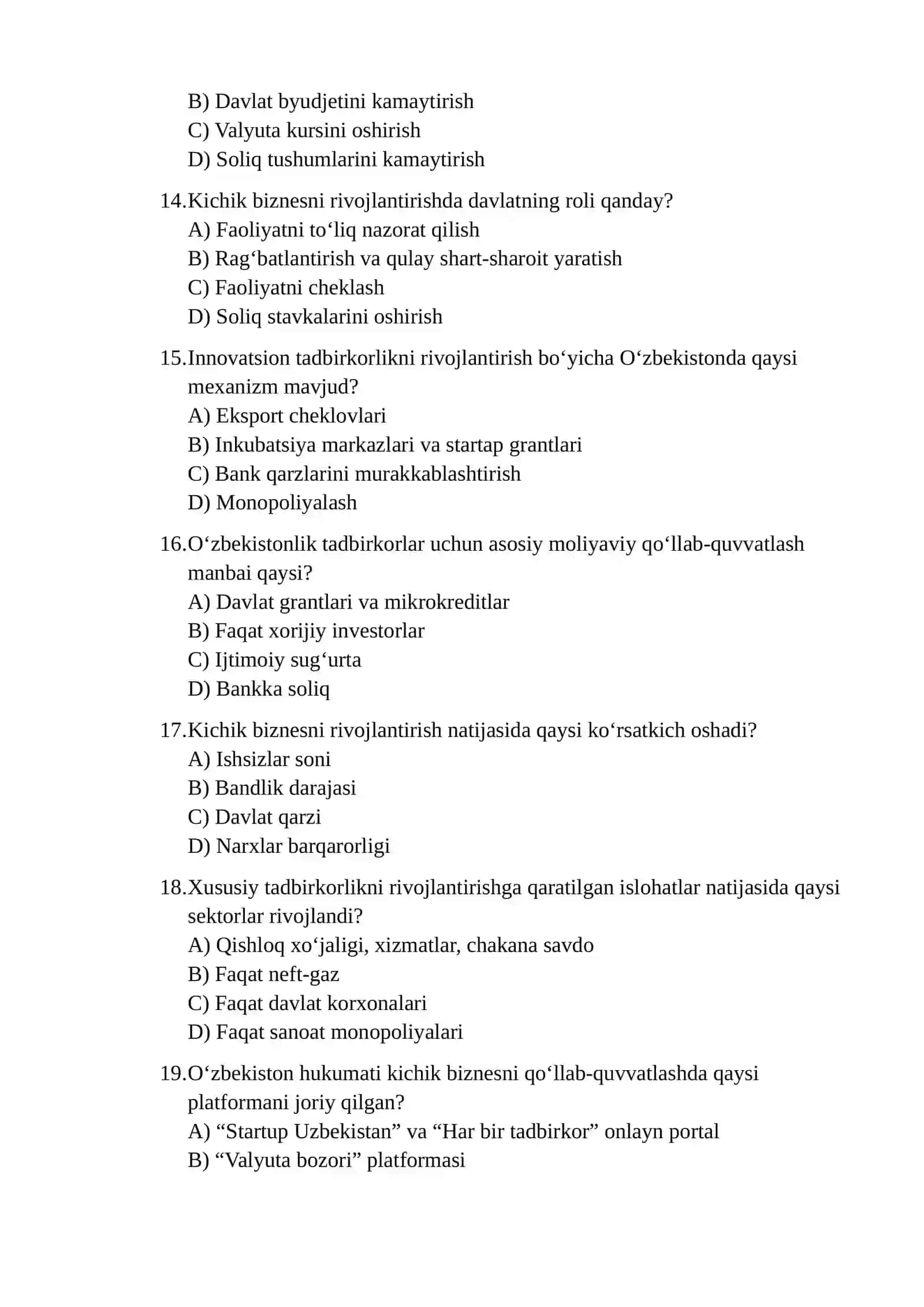 Kichik biznes va xususiy tadbirkorlikni rivojlantirish bo‘yicha asosiy qonun qaysi? 3