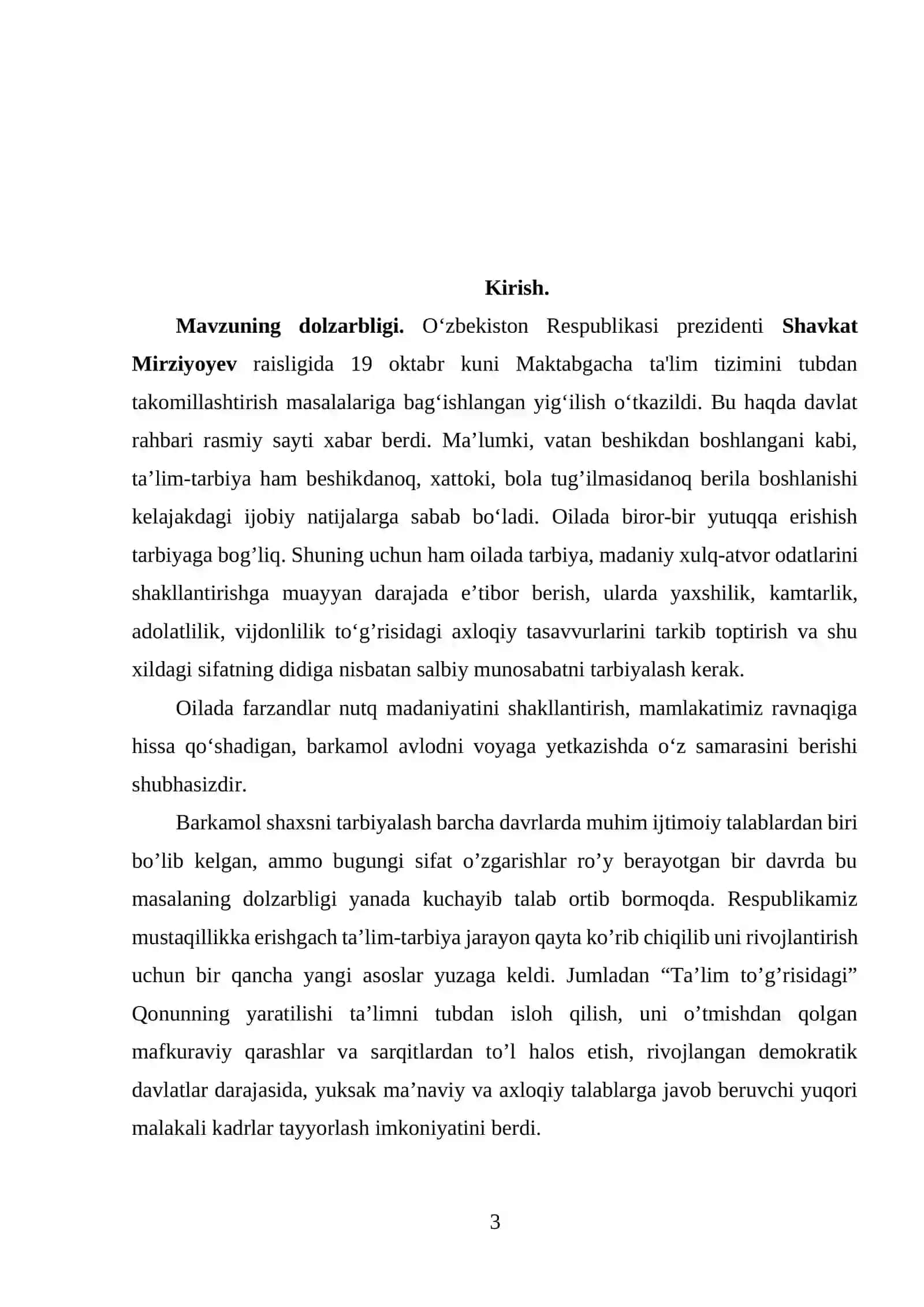 MAKTABGACHA TA’LIM YO`NALISHI II-KURS 05/22 GURUH TALABASI 3