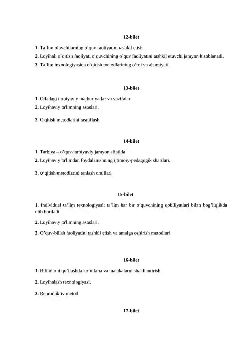 Pedagogik texnologiya fanidan oraliq nazorat savollari 3