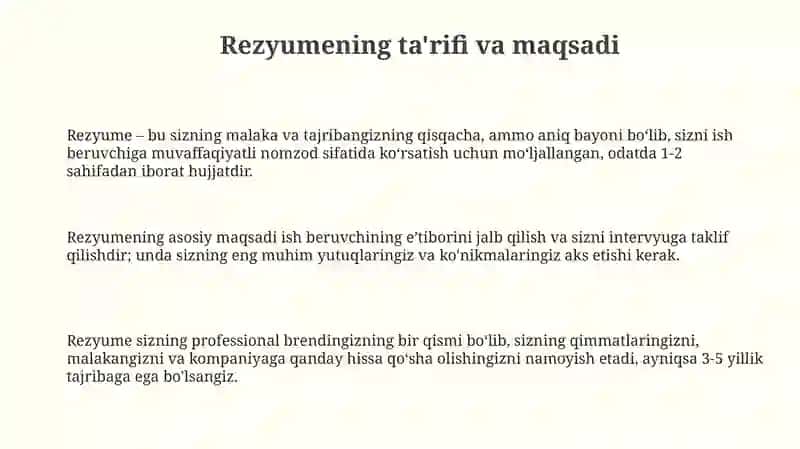 Rezyume va uning turlari 3