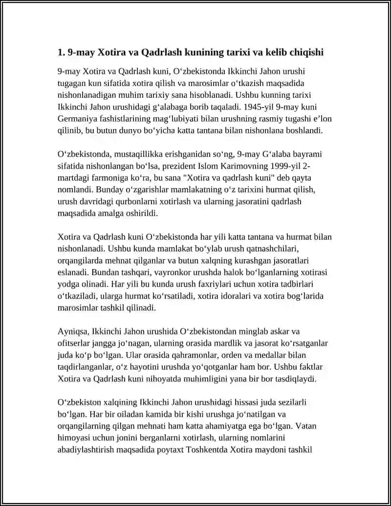 9-MAY XOTIRA VA QADRLASH KUNI 3