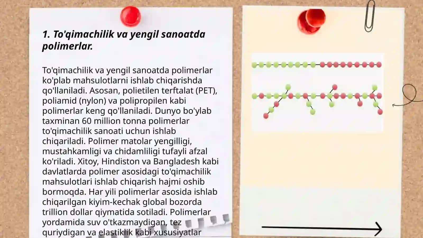 To'qimachilik va yengil sanoatda qo'llaniladigan eng muhim polimerlar.Ionli polimerlanish mexanizmi.Sopolimerlanish konstantalarini aniqlash usullari.Sopolimerlanish reaksiyasi bo'yicha olinadigan sintetik kauchiklar.Polikondensatlanishdagi destructive reaksiyalar 3
