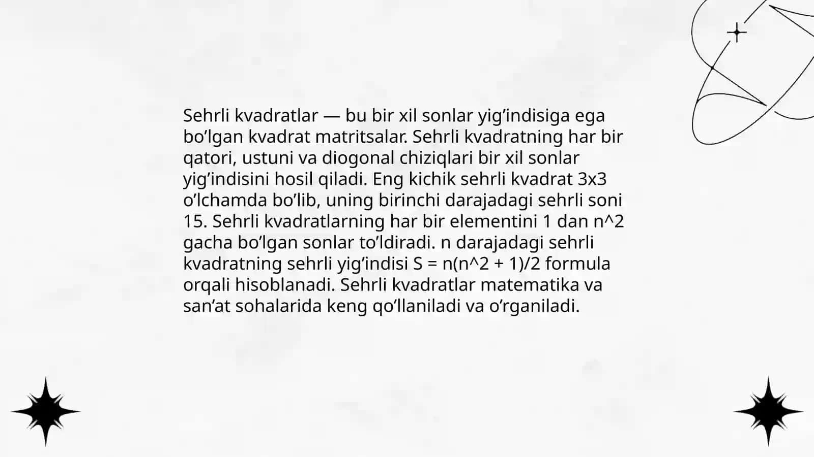 Sehrli kvadratlar tuzish ularni tadbiqi 3