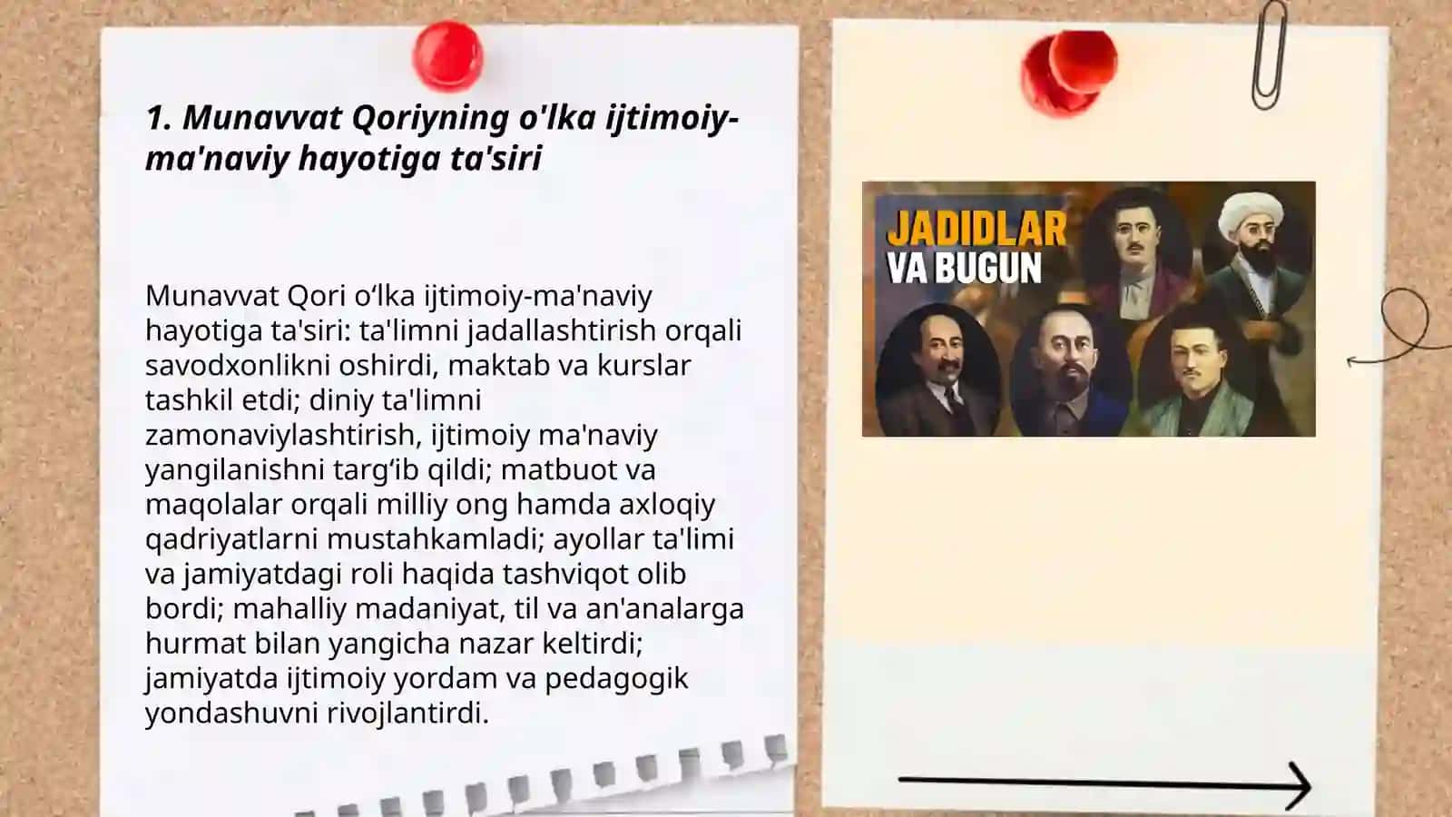 Jadid marifatparvarlarining òlka ijtimoiy  mànaviy hayotida tutgan òrni ( Munavvat Qori , Fitrat, Behbudiy, Avloniy va boshqalar) 3