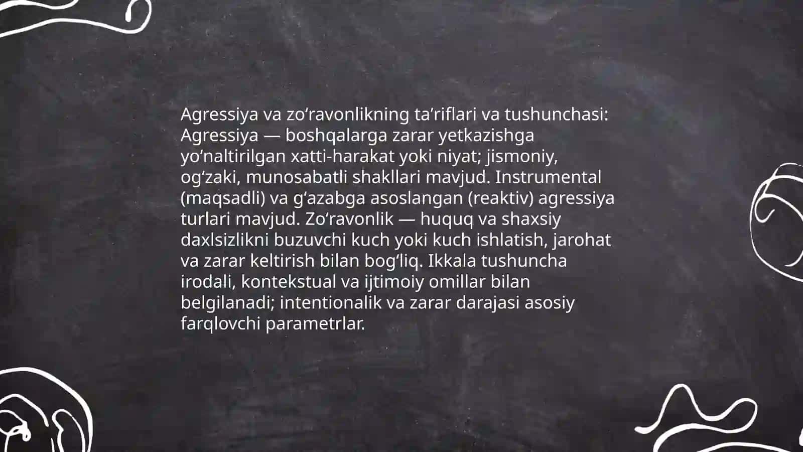 Agressiya va zoʻravonlik haqida tushuncha 3
