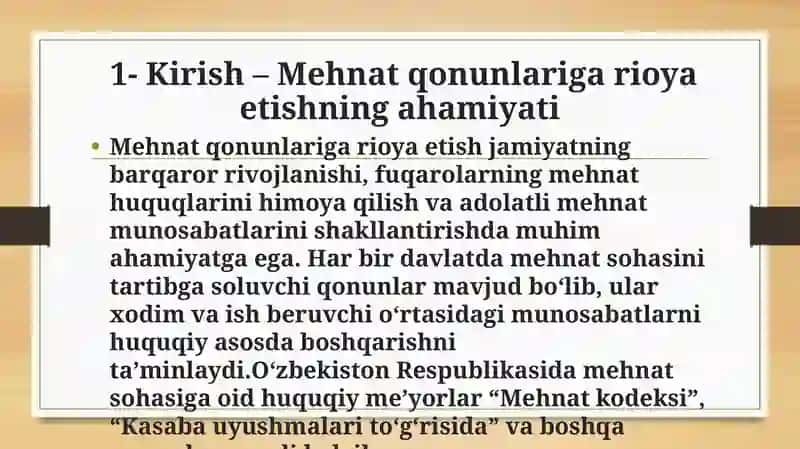 MEHNAT QONUNLARIGA RIOYA ETISHNI NAZORAT QILISH 3