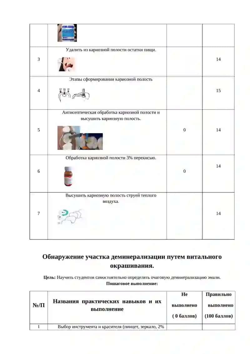 Поэтапное выполнение практических навыков по детской кариесологии 3