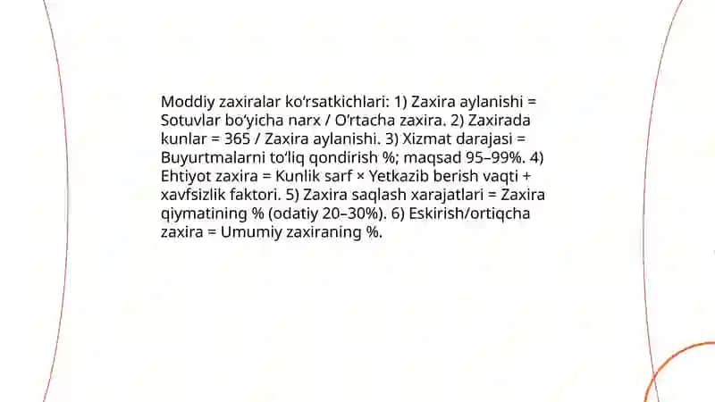 Moddiy zaxiralar va ulardan samarali foydalanish ко‘rsatkichlarining tahlili 3