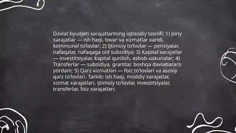 Davlat byudjeti xarajatlarining tarkibi, tuzilishi va dinamikasi 3