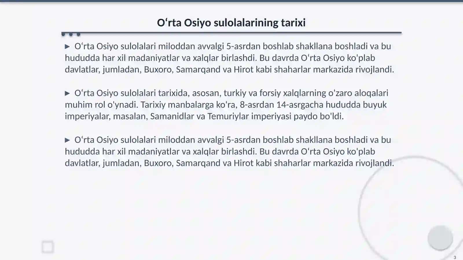 Oʻrta Osiyo sulolalar davridagi madaniy meros 3