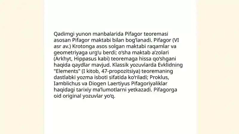 Pifagor teoremasining tarixiy asoslari 3