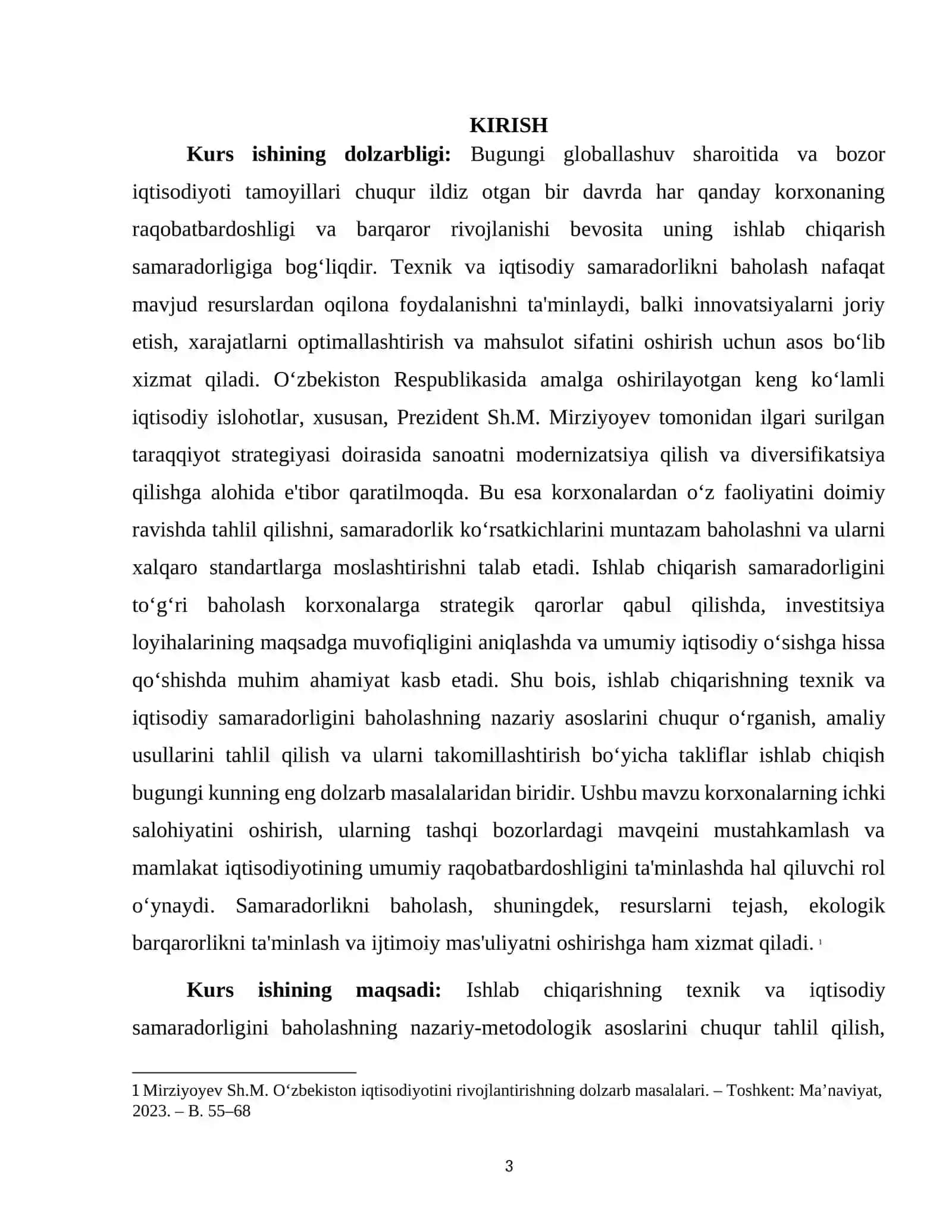 IQTISODIYOT FAKULTETI KURS ISHI 3