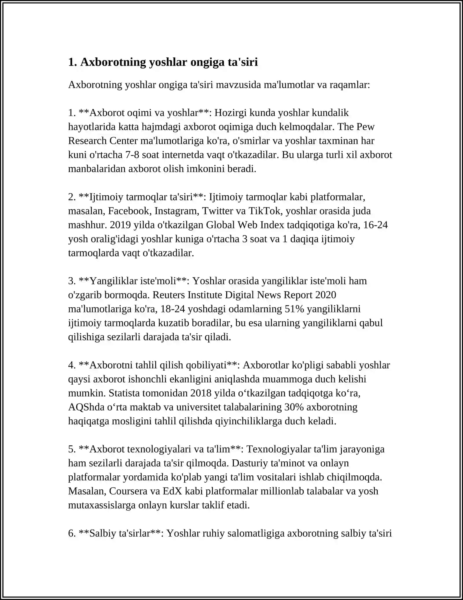 AXBOROTNING YOSHLAR ONGIGA SALBIY VA IJOBIY TA’SIRI. SALBIY AXBOROTLARGA QARSHI QÒLLANILAYOTGAN CHORA - TADBIRLAR 3