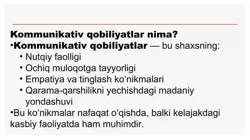 PEDAGOGIK TA’LIM SHAROITIDA TALABALARDA KOMMUNIKATIV QOBILIYATLARNING RIVOJLANISHI 3