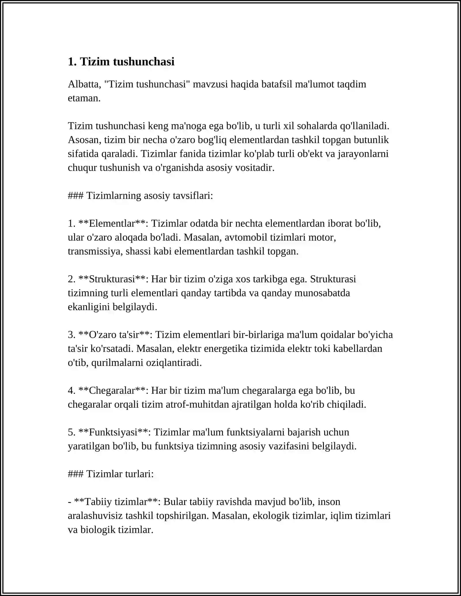 TIZIM HAQIDA TUSHUNCHA.AXBOROT TIZIMI.AXBOROY TIZIMLARI TASNIFI 3