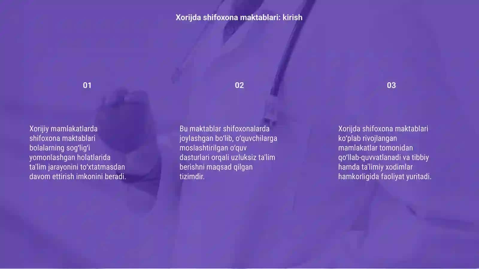 Xorijiy mamlakatlarda shifoxona maktablarining faoliyati 3
