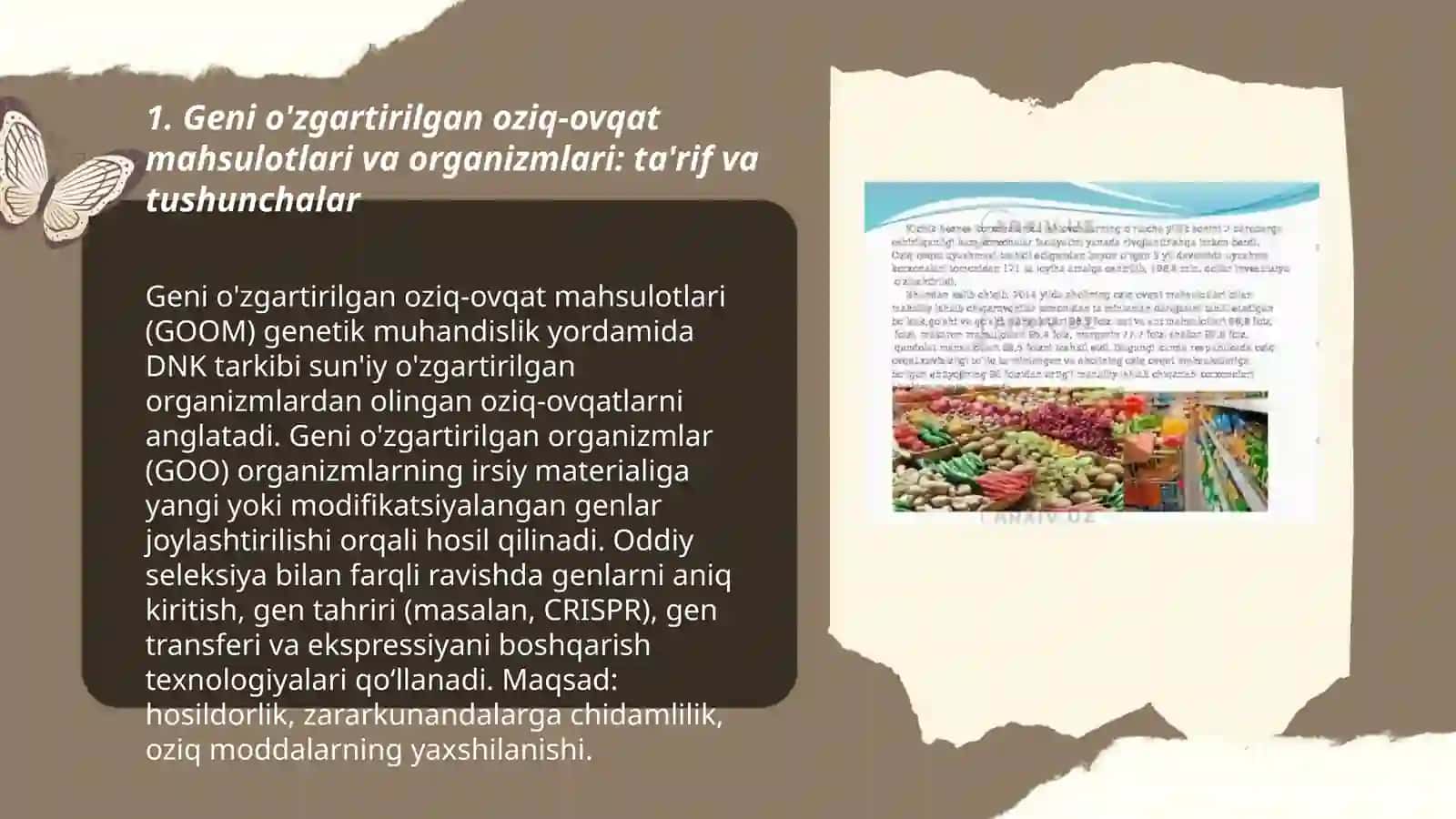 Geni õzgartirilgan oziq-ovqatlar mahsulotlari va organizmlar 3