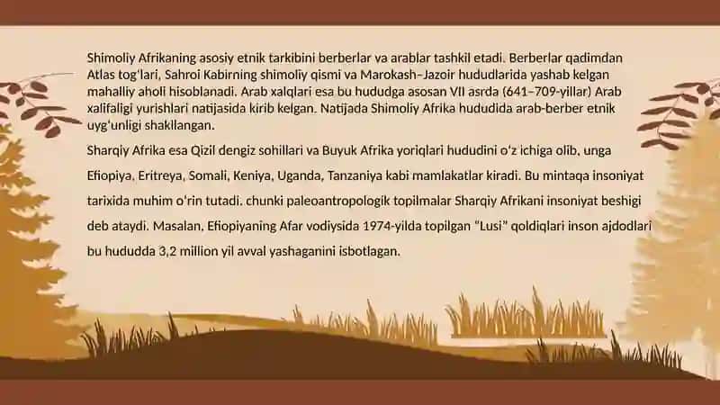 Afrika xalqlari etnologiyasi: shimoliy va sharqiy Afrika xalqlari 3