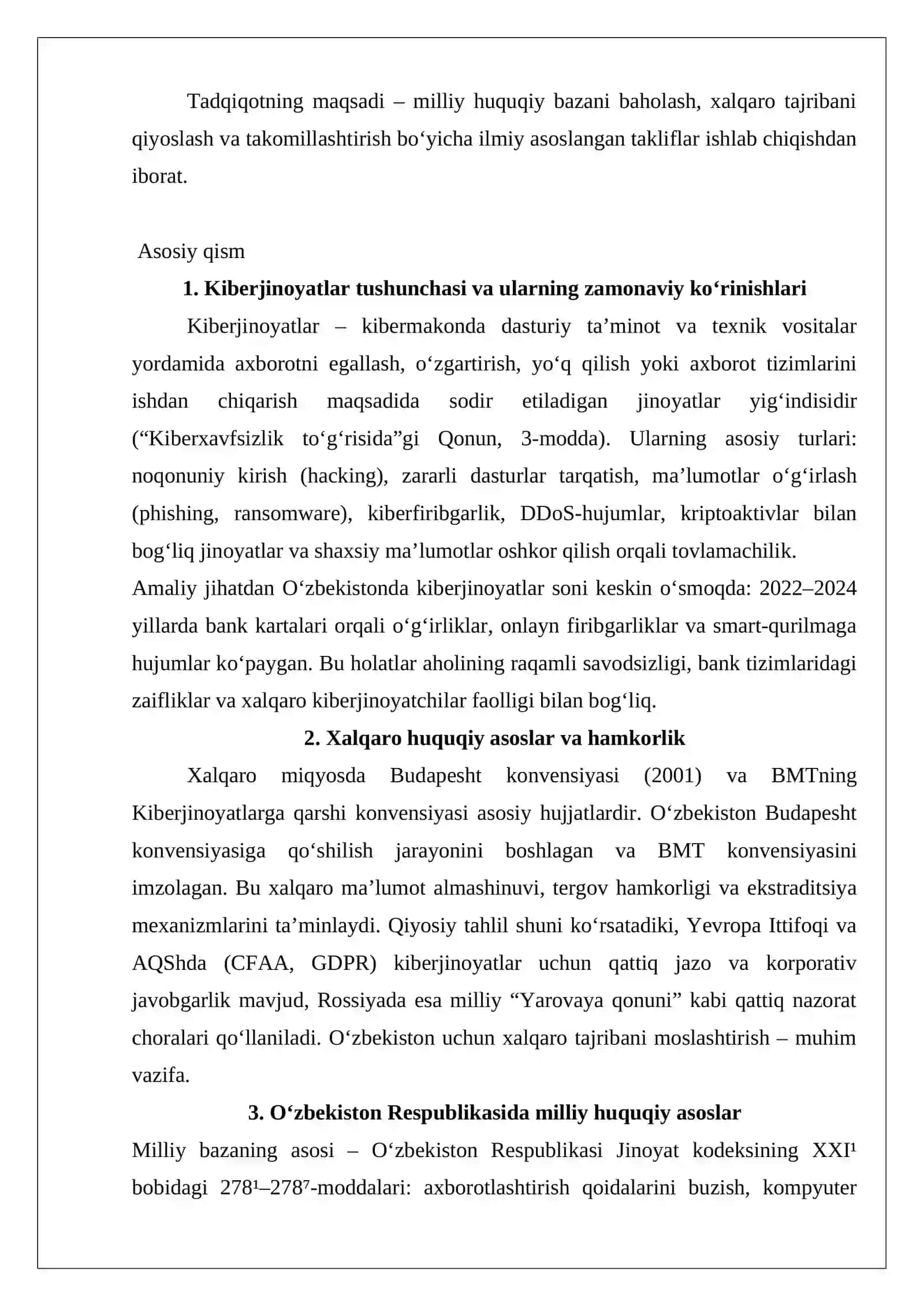 Kiberjinoyatlar va ularga qarshi kurashning huquqiy asoslari 3