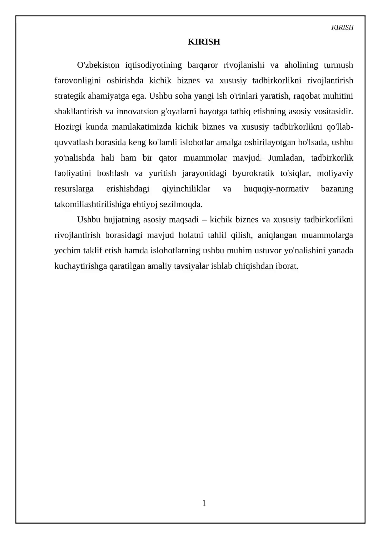 Kichik biznes va xususiy tadbirkorlikni rivojlantirish - islohatlarning muhim ustuvor yonalishi 3