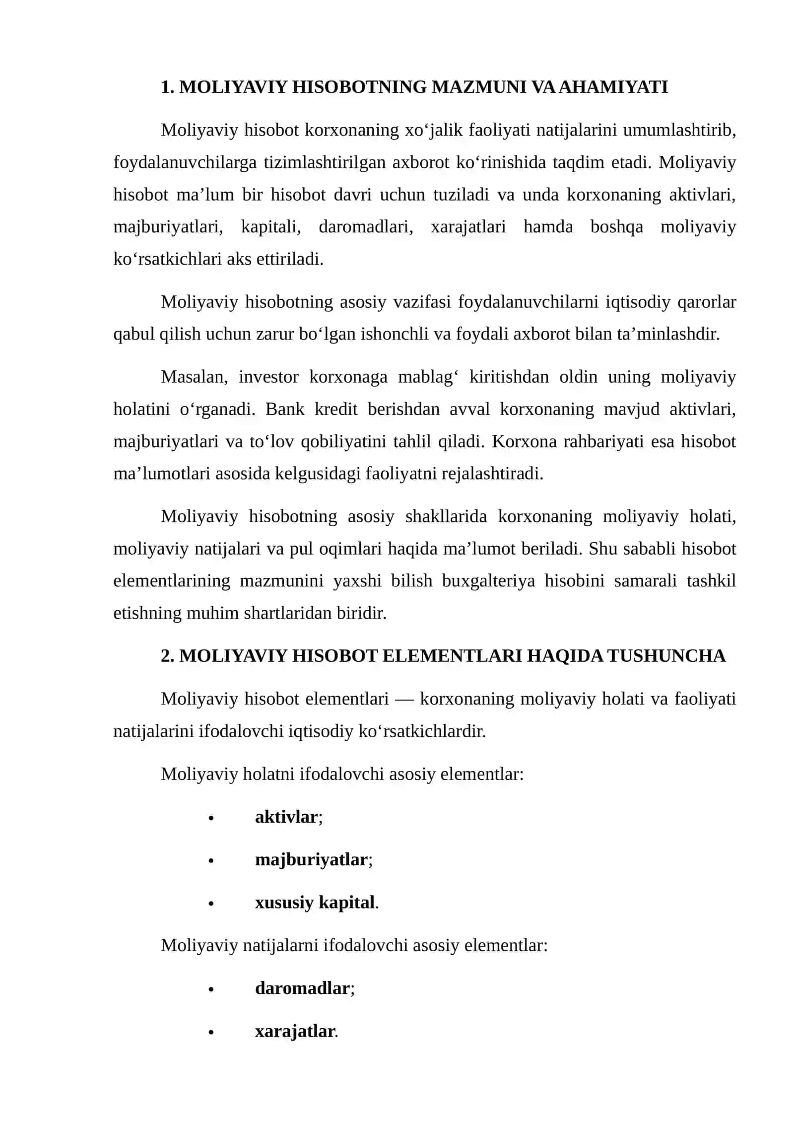 Moliyaviy Hisobot Elementlari Tasnifi 3